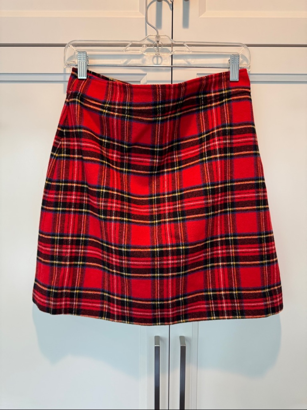 J. Crew Red Plaid Mini Skirt with Black and Yellow Accents